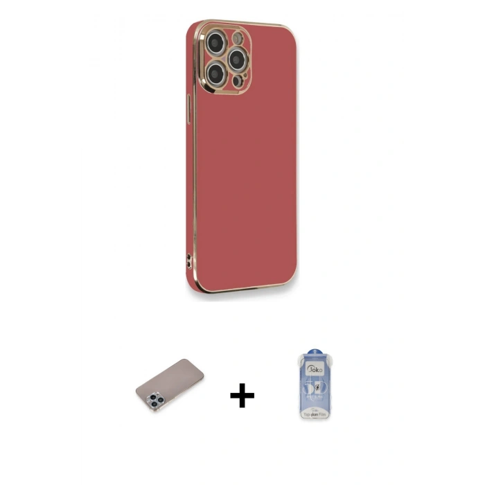 MARSİLYAN™- iPhone 12 Pro Max Kılıf Yankı Serisi - Siyah Joko Magic 5D Cam + Shine Kamera Lens Koruma Cam - SABE