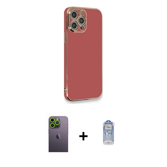 MARSİLYAN™- iPhone 12 Pro Max Kılıf Yankı Serisi - Siyah Joko Magic 5D Cam + Neon Fosforlu Kamera Lens - YL