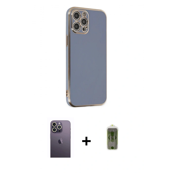 MARSİLYAN™- iPhone 12 Pro Max Kılıf Yankı Serisi - Siyah Joko Magic 5D Hayalet Cam + Neon Fosforlu Kamera Lens - BZ