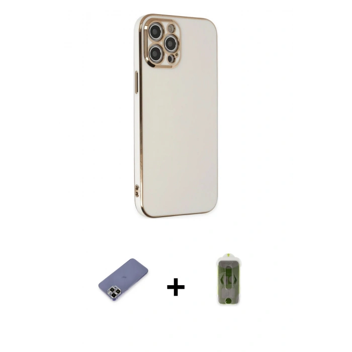 MARSİLYAN™- iPhone 12 Pro Max Kılıf Yankı Serisi - Siyah Joko Magic 5D Hayalet Cam + Metal Kamera Lens Koruma Cam - GD