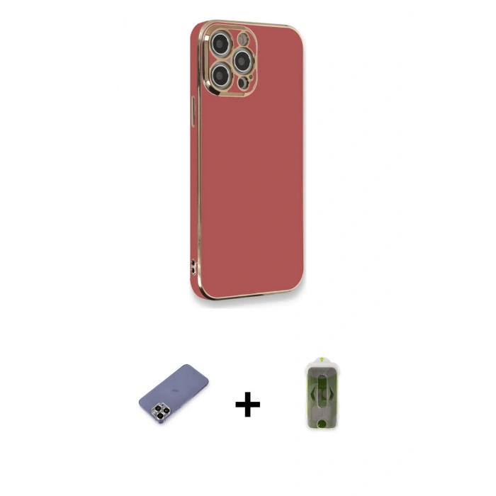 MARSİLYAN™- iPhone 12 Pro Max Kılıf Yankı Serisi - Siyah Joko Magic 5D Hayalet Cam + Metal Kamera Lens Koruma Cam - GD