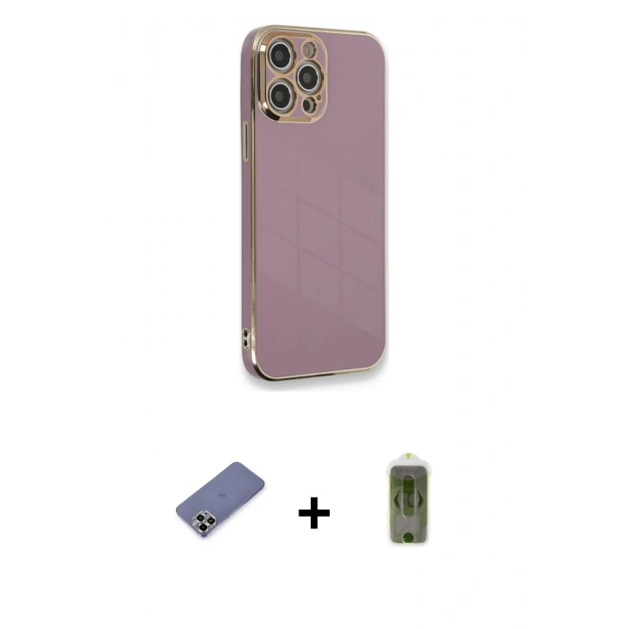 MARSİLYAN™- iPhone 12 Pro Max Kılıf Yankı Serisi - Siyah Joko Magic 5D Hayalet Cam + Metal Kamera Lens Koruma Cam - GD