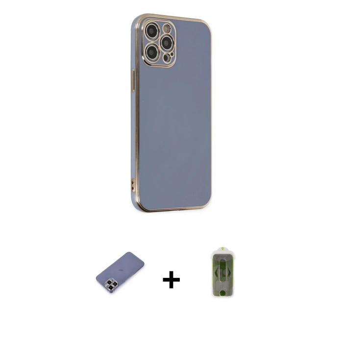 MARSİLYAN™- iPhone 12 Pro Max Kılıf Yankı Serisi - Siyah Joko Magic 5D Hayalet Cam + Metal Kamera Lens Koruma Cam - GD