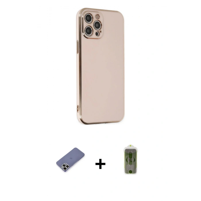 MARSİLYAN™- iPhone 12 Pro Max Kılıf Yankı Serisi - Siyah Joko Magic 5D Hayalet Cam + Metal Kamera Lens Koruma Cam - GD