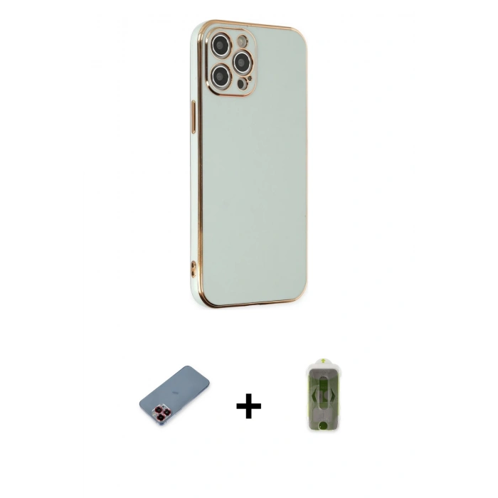 MARSİLYAN™- iPhone 12 Pro Max Kılıf Yankı Serisi - Siyah Joko Magic 5D Hayalet Cam + Kırmızı Metal Kamera Lens Koruma Cam