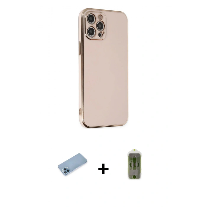MARSİLYAN™- iPhone 12 Pro Max Kılıf Yankı Serisi - Siyah Joko Magic 5D Hayalet Cam + Shine Kamera Lens Koruma Cam - MI
