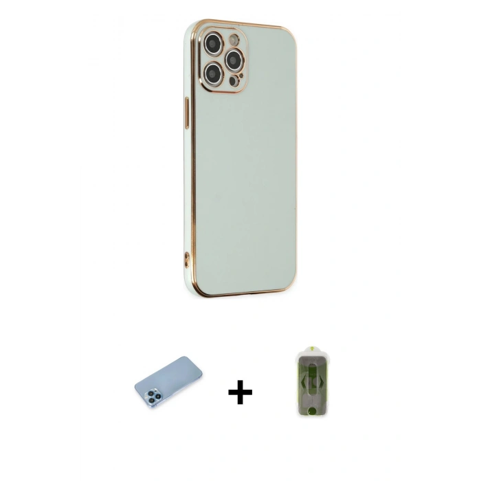 MARSİLYAN™- iPhone 12 Pro Max Kılıf Yankı Serisi - Siyah Joko Magic 5D Hayalet Cam + Shine Kamera Lens Koruma Cam - MI