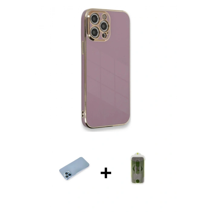MARSİLYAN™- iPhone 12 Pro Max Kılıf Yankı Serisi - Siyah Joko Magic 5D Hayalet Cam + Shine Kamera Lens Koruma Cam - MI