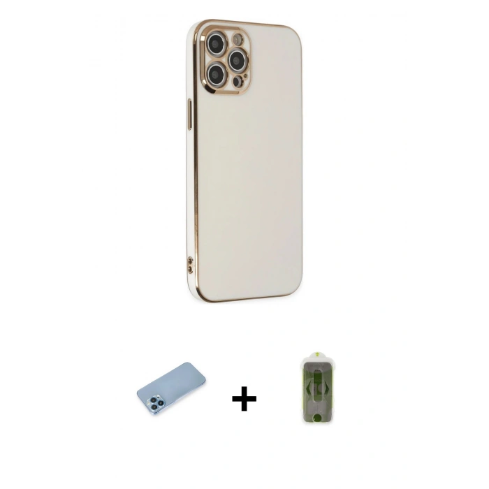 MARSİLYAN™- iPhone 12 Pro Max Kılıf Yankı Serisi - Siyah Joko Magic 5D Hayalet Cam + Shine Kamera Lens Koruma Cam - MI