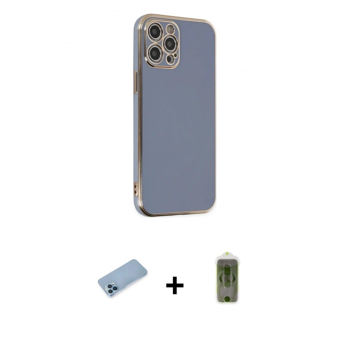MARSİLYAN™- iPhone 12 Pro Max Kılıf Yankı Serisi - Siyah Joko Magic 5D Hayalet Cam + Shine Kamera Lens Koruma Cam - MI
