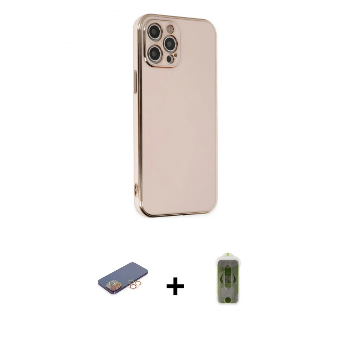 MARSİLYAN™- iPhone 12 Pro Max Kılıf Yankı Serisi - Siyah Joko Magic 5D Hayalet Cam + Renkli Kamera Lens Koruma Cam - TU