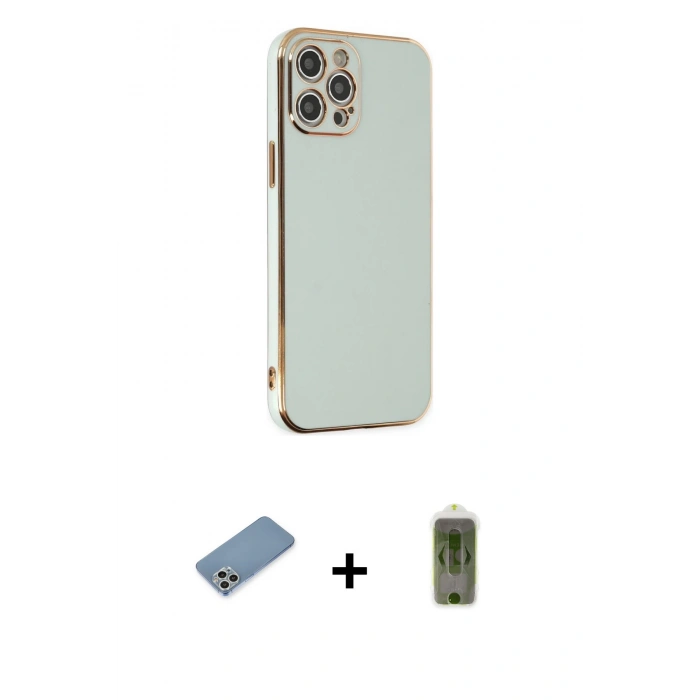 MARSİLYAN™- iPhone 12 Pro Max Kılıf Yankı Serisi - Siyah Joko Magic 5D Hayalet Cam + Shine Kamera Lens Koruma Cam - GS