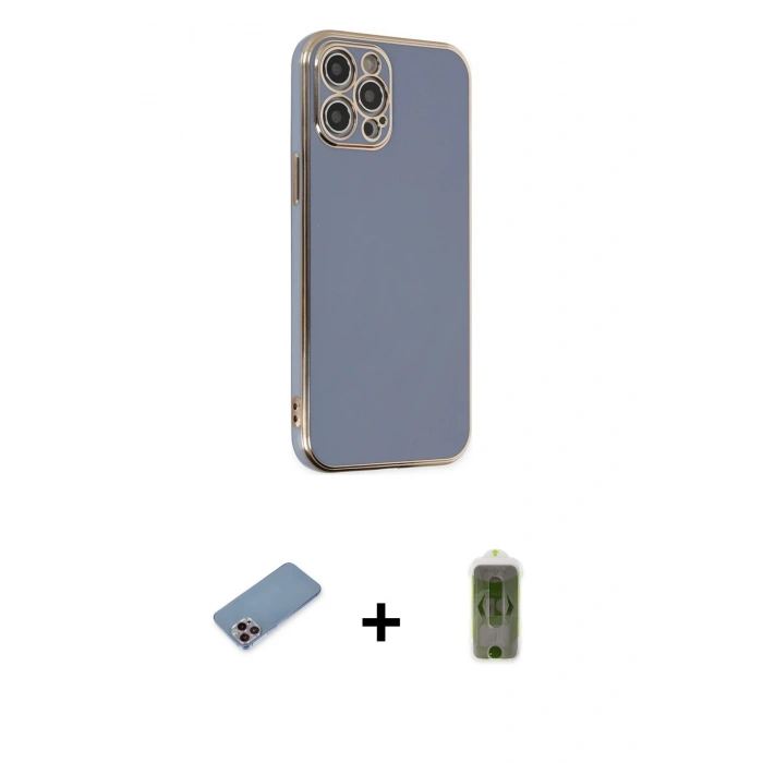 MARSİLYAN™- iPhone 12 Pro Max Kılıf Yankı Serisi - Siyah Joko Magic 5D Hayalet Cam + Shine Kamera Lens Koruma Cam - PE