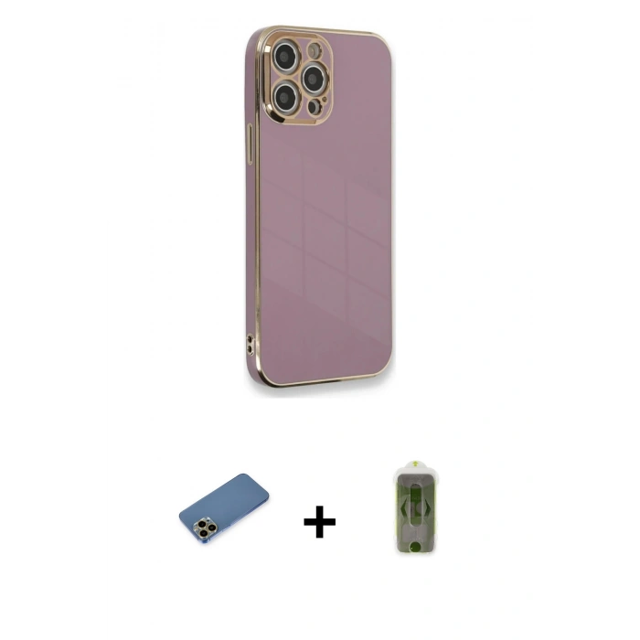MARSİLYAN™- iPhone 12 Pro Max Kılıf Yankı Serisi - Siyah Joko Magic 5D Hayalet Cam + Shine Kamera Lens Koruma Cam - GD