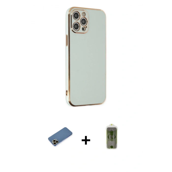MARSİLYAN™- iPhone 12 Pro Max Kılıf Yankı Serisi - Siyah Joko Magic 5D Hayalet Cam + Shine Kamera Lens Koruma Cam - GD