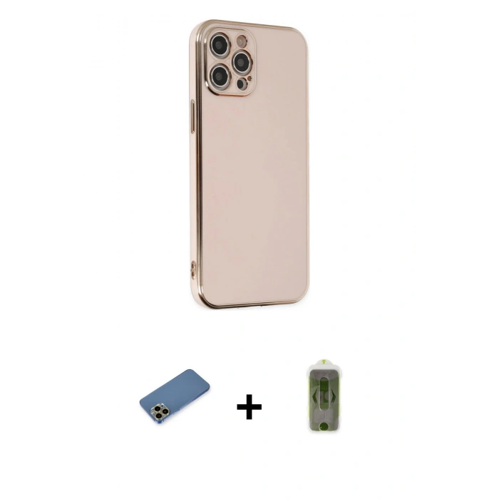 MARSİLYAN™- iPhone 12 Pro Max Kılıf Yankı Serisi - Siyah Joko Magic 5D Hayalet Cam + Shine Kamera Lens Koruma Cam - GD