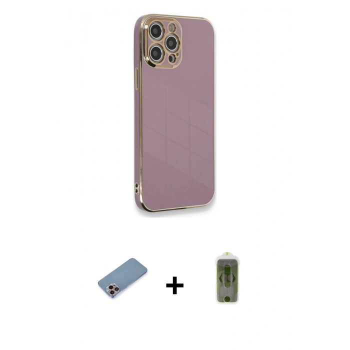MARSİLYAN™- iPhone 12 Pro Max Kılıf Yankı Serisi - Siyah Joko Magic 5D Hayalet Cam + Shine Kamera Lens Koruma Cam - PE