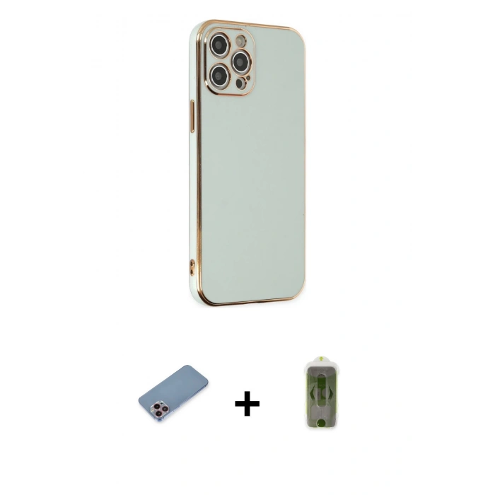 MARSİLYAN™- iPhone 12 Pro Max Kılıf Yankı Serisi - Siyah Joko Magic 5D Hayalet Cam + Shine Kamera Lens Koruma Cam - PE