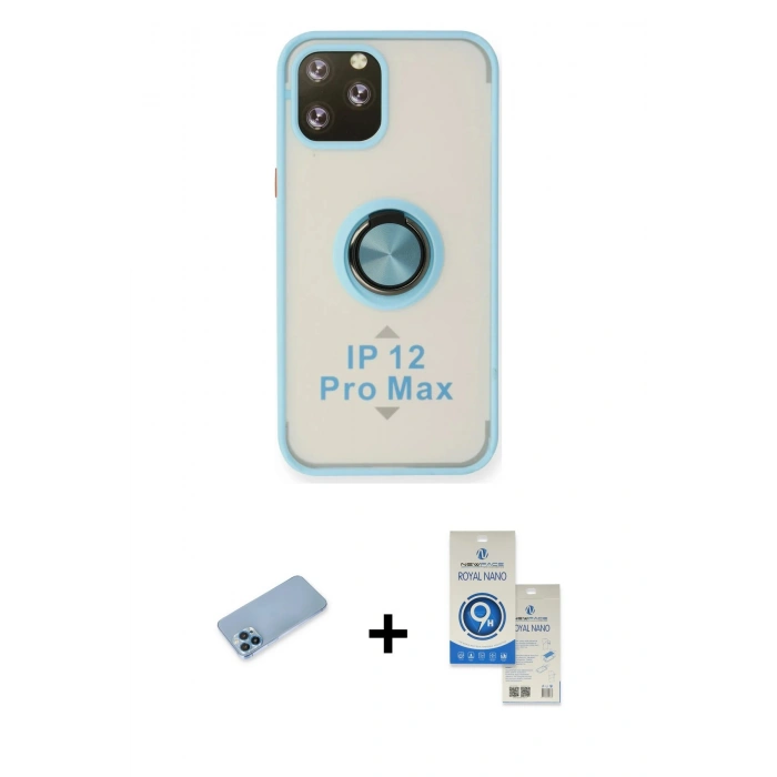 MARSİLYAN™- iPhone 12 Pro Max Kılıf Yörünge Çizgi - Şeffaf Royal Nano Ekran Koruyucu + Shine Kamera Lens Koruma Cam - MI
