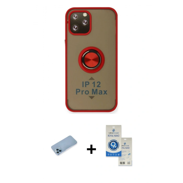 MARSİLYAN™- iPhone 12 Pro Max Kılıf Yörünge Çizgi - Şeffaf Royal Nano Ekran Koruyucu + Shine Kamera Lens Koruma Cam - MI