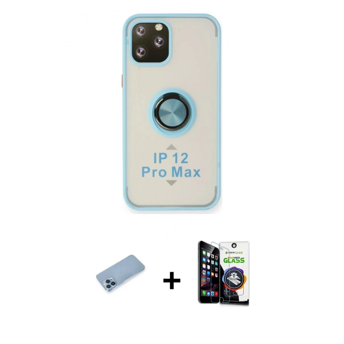 MARSİLYAN™- iPhone 12 Pro Max Kılıf Yörünge Çizgi - Şeffaf Temperli Cam Ekran Koruyucu + Shine Kamera Lens Koruma Cam - MI