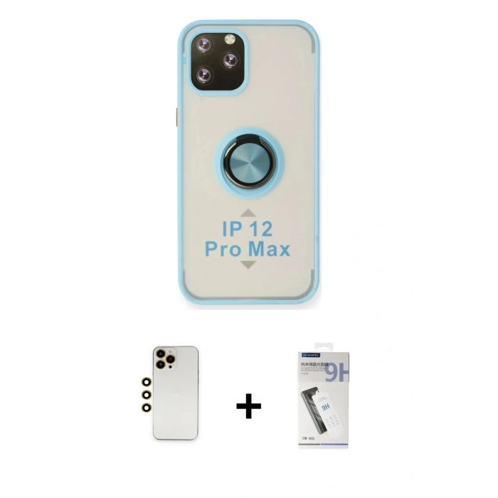 MARSİLYAN™- iPhone 12 Pro Max Kılıf Yörünge Çizgi - Şeffaf Uv Polymer Nano Ekran Koruyucu + Shine Kamera Lens - GD