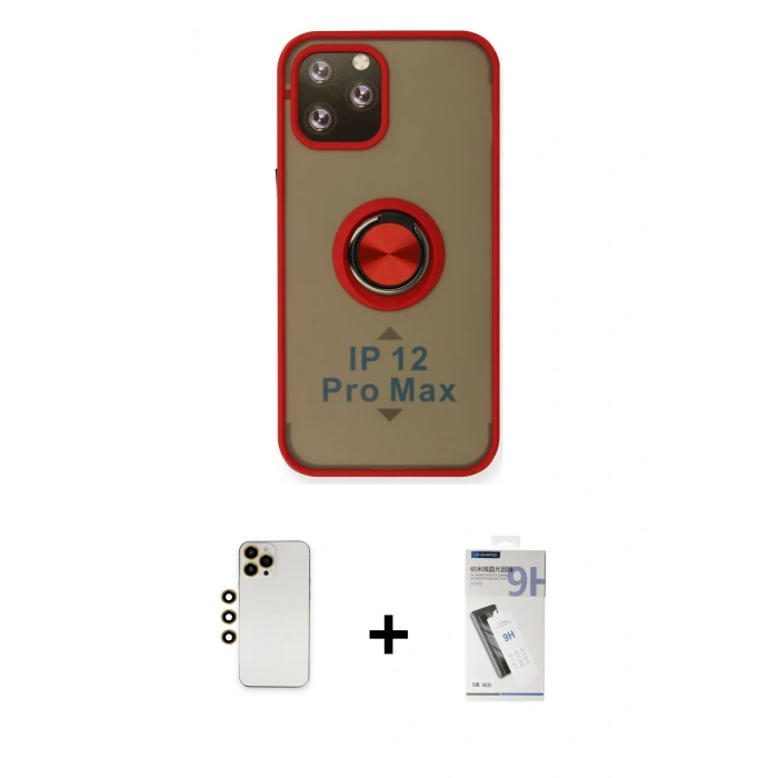 MARSİLYAN™- iPhone 12 Pro Max Kılıf Yörünge Çizgi - Şeffaf Uv Polymer Nano Ekran Koruyucu + Shine Kamera Lens - GD