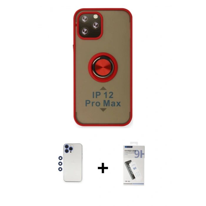 MARSİLYAN™- iPhone 12 Pro Max Kılıf Yörünge Çizgi - Şeffaf Uv Polymer Nano Ekran Koruyucu + Shine Kamera Lens - LT