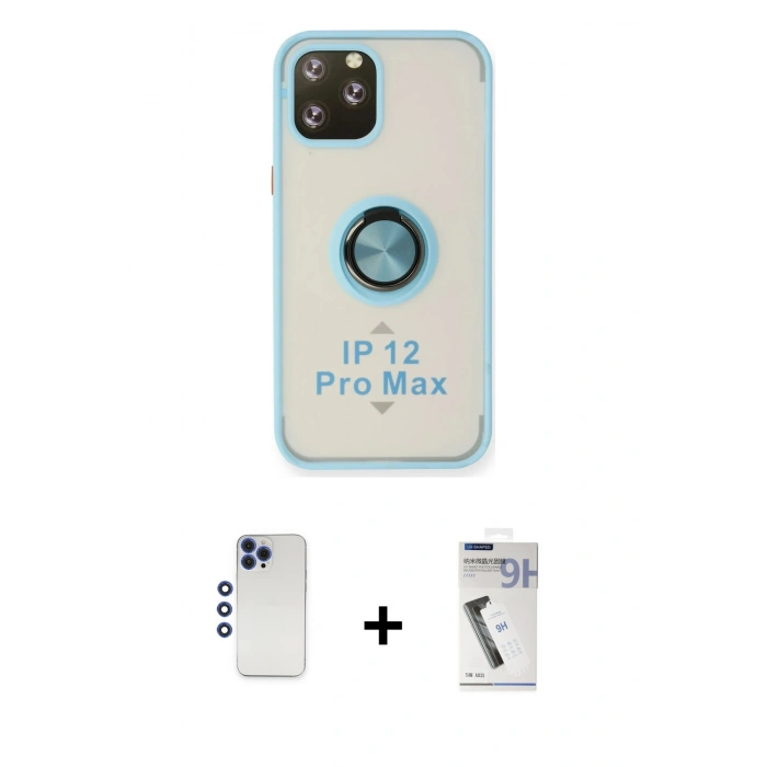 MARSİLYAN™- iPhone 12 Pro Max Kılıf Yörünge Çizgi - Şeffaf Uv Polymer Nano Ekran Koruyucu + Shine Kamera Lens - LT