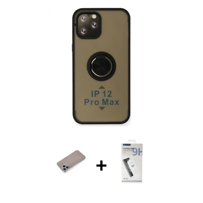 MARSİLYAN™- iPhone 12 Pro Max Kılıf Yörünge Çizgi - Şeffaf Uv Polymer Nano Ekran Koruyucu + Shine Kamera Lens Koruma Cam - SABE