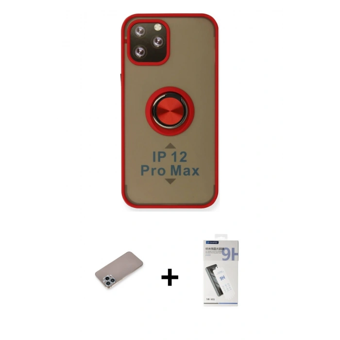 MARSİLYAN™- iPhone 12 Pro Max Kılıf Yörünge Çizgi - Şeffaf Uv Polymer Nano Ekran Koruyucu + Shine Kamera Lens Koruma Cam - SABE