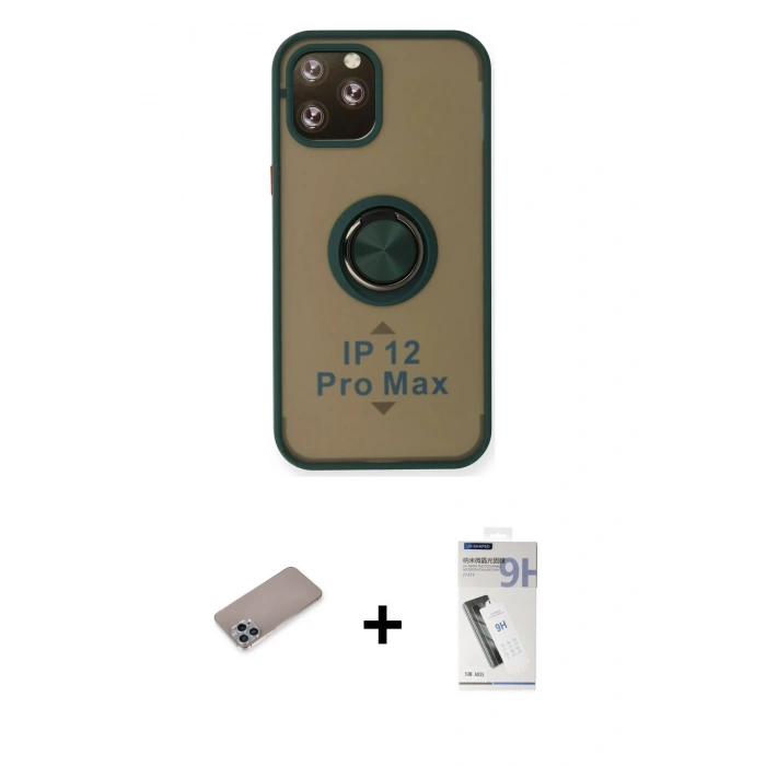 MARSİLYAN™- iPhone 12 Pro Max Kılıf Yörünge Çizgi - Şeffaf Uv Polymer Nano Ekran Koruyucu + Shine Kamera Lens Koruma Cam - SABE