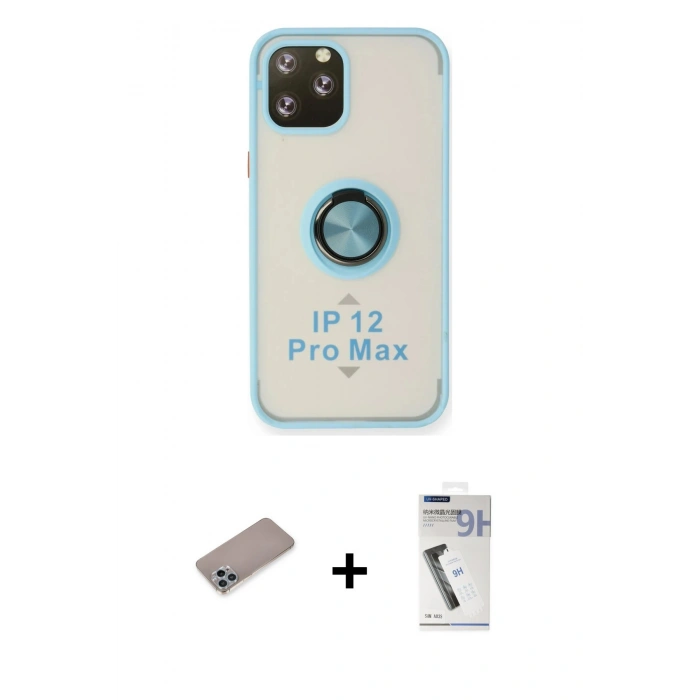 MARSİLYAN™- iPhone 12 Pro Max Kılıf Yörünge Çizgi - Şeffaf Uv Polymer Nano Ekran Koruyucu + Shine Kamera Lens Koruma Cam - SABE