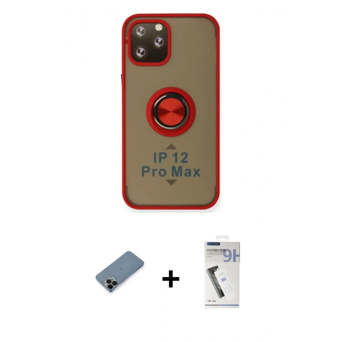 MARSİLYAN™- iPhone 12 Pro Max Kılıf Yörünge Çizgi - Şeffaf Uv Polymer Nano Ekran Koruyucu + Shine Kamera Lens Koruma Cam - SH