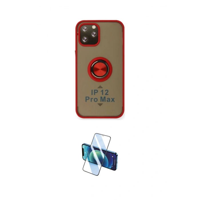 MARSİLYAN™- iPhone 12 Pro Max Kılıf Yörünge Çizgi - Siyah 3D Antistatik Cam Ekran Koruyucu