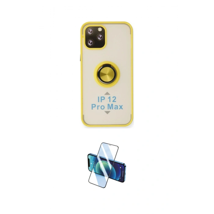 MARSİLYAN™- iPhone 12 Pro Max Kılıf Yörünge Çizgi - Siyah 3D Antistatik Cam Ekran Koruyucu