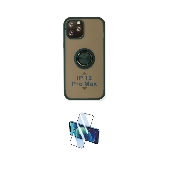 MARSİLYAN™- iPhone 12 Pro Max Kılıf Yörünge Çizgi - Siyah 3D Antistatik Cam Ekran Koruyucu