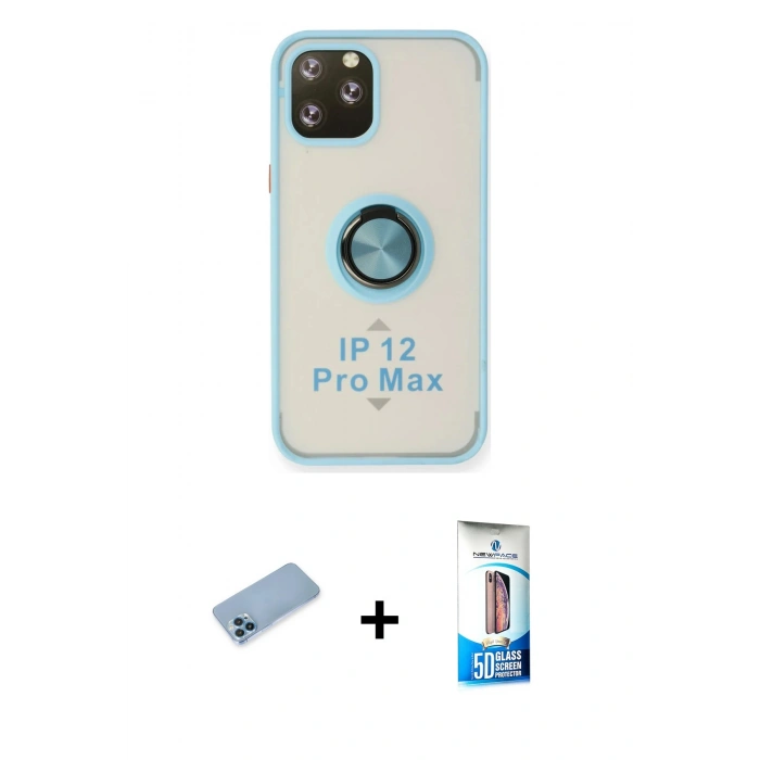 MARSİLYAN™- iPhone 12 Pro Max Kılıf Yörünge Çizgi - Siyah 5D Eko Cam Ekran Koruyucu + Shine Kamera Lens Koruma Cam - MI