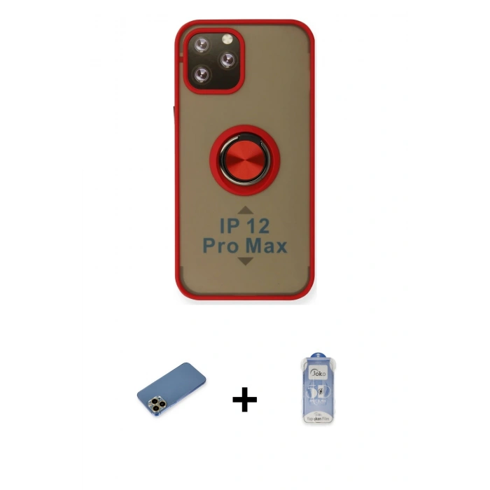 MARSİLYAN™- iPhone 12 Pro Max Kılıf Yörünge Çizgi - Siyah Joko Magic 5D Cam + Shine Kamera Lens Koruma Cam - GD