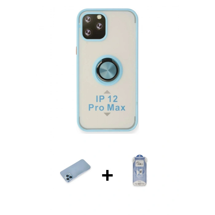 MARSİLYAN™- iPhone 12 Pro Max Kılıf Yörünge Çizgi - Siyah Joko Magic 5D Cam + Shine Kamera Lens Koruma Cam - MI