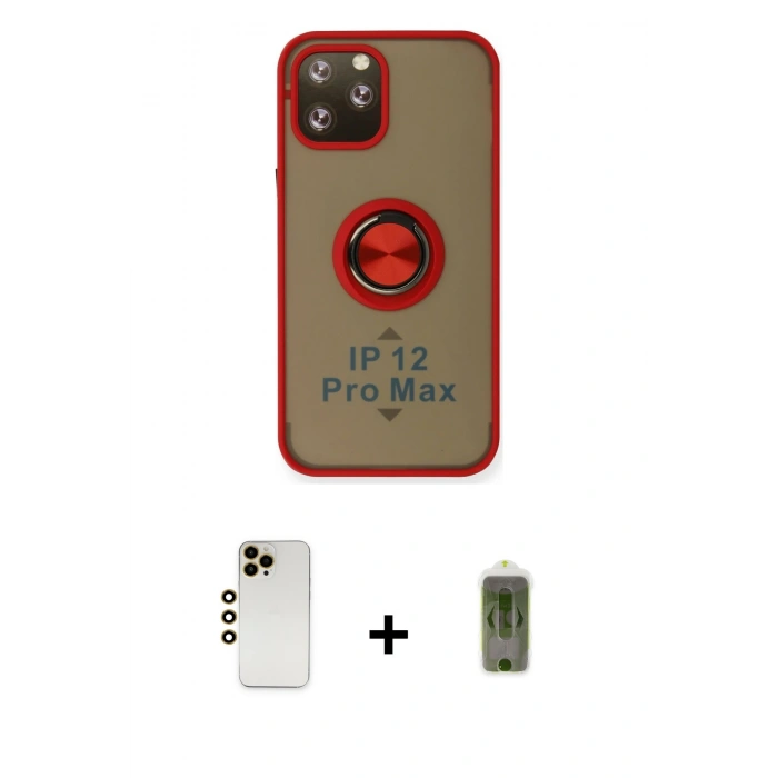 MARSİLYAN™- iPhone 12 Pro Max Kılıf Yörünge Çizgi - Siyah Joko Magic 5D Hayalet Cam + Shine Kamera Lens - GD