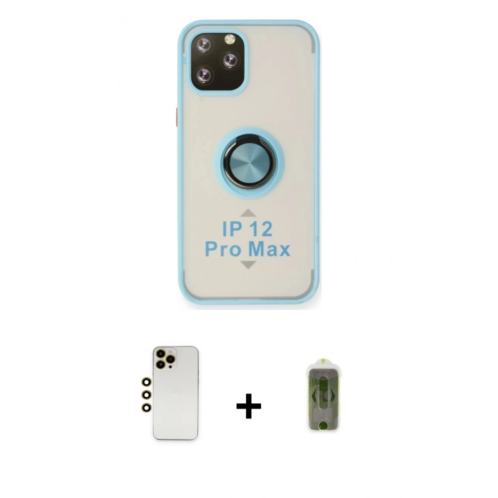 MARSİLYAN™- iPhone 12 Pro Max Kılıf Yörünge Çizgi - Siyah Joko Magic 5D Hayalet Cam + Shine Kamera Lens - GD