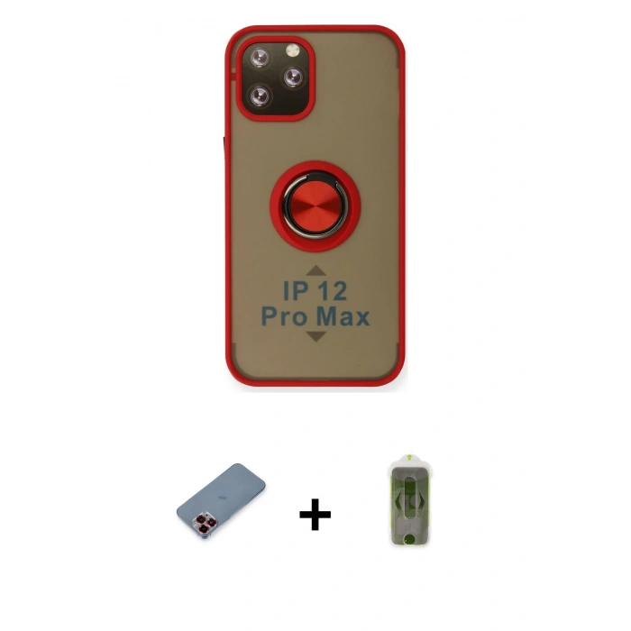 MARSİLYAN™- iPhone 12 Pro Max Kılıf Yörünge Çizgi - Siyah Joko Magic 5D Hayalet Cam + Metal Kamera Lens Koruma Cam - KI