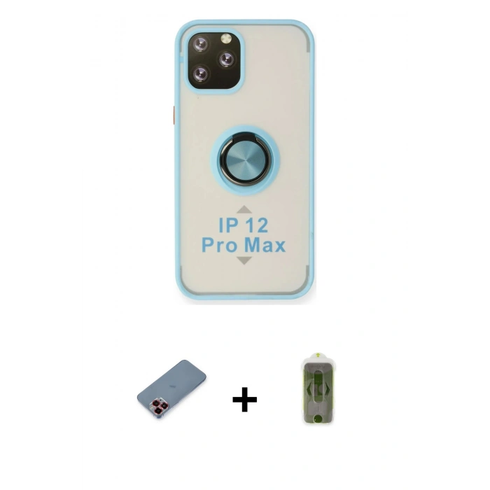 MARSİLYAN™- iPhone 12 Pro Max Kılıf Yörünge Çizgi - Siyah Joko Magic 5D Hayalet Cam + Metal Kamera Lens Koruma Cam - KI
