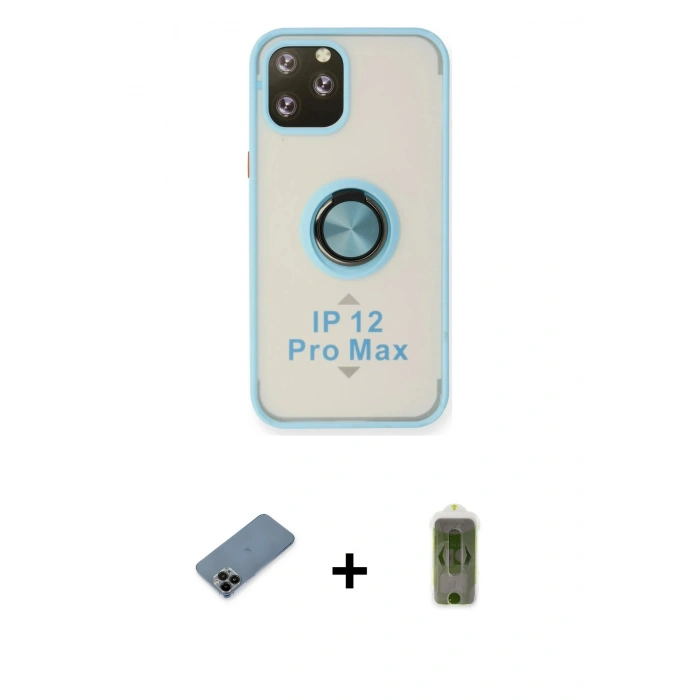 MARSİLYAN™- iPhone 12 Pro Max Kılıf Yörünge Çizgi - Siyah Joko Magic 5D Hayalet Cam + Shine Kamera Lens Koruma Cam - SH