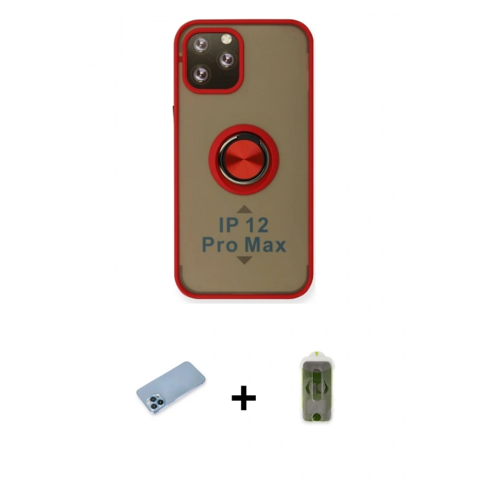 MARSİLYAN™- iPhone 12 Pro Max Kılıf Yörünge Çizgi - Siyah Joko Magic 5D Hayalet Cam + Shine Kamera Lens Koruma Cam - MI