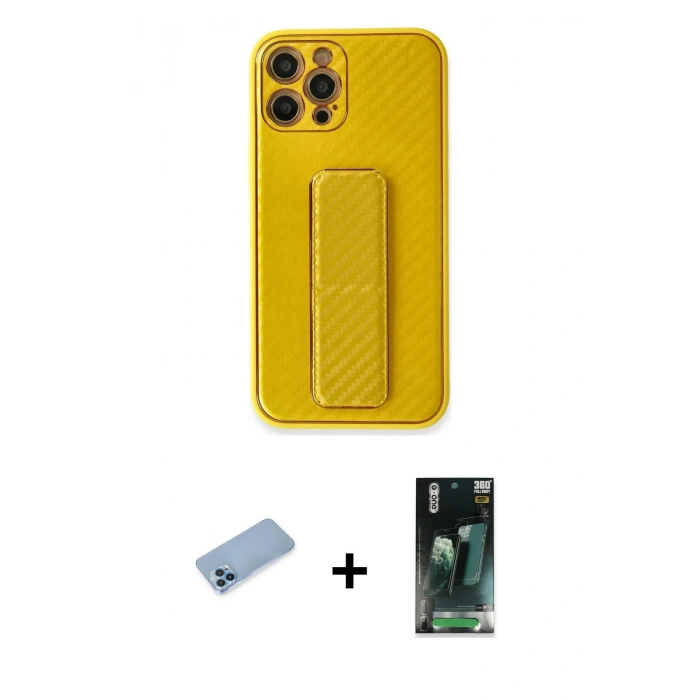 MARSİLYAN™- iPhone 12 Pro Max Kılıf Yörünge Yansıma - Şeffaf 360 Full Body Arka Koruyucu + Shine Kamera Lens Koruma Cam - MI