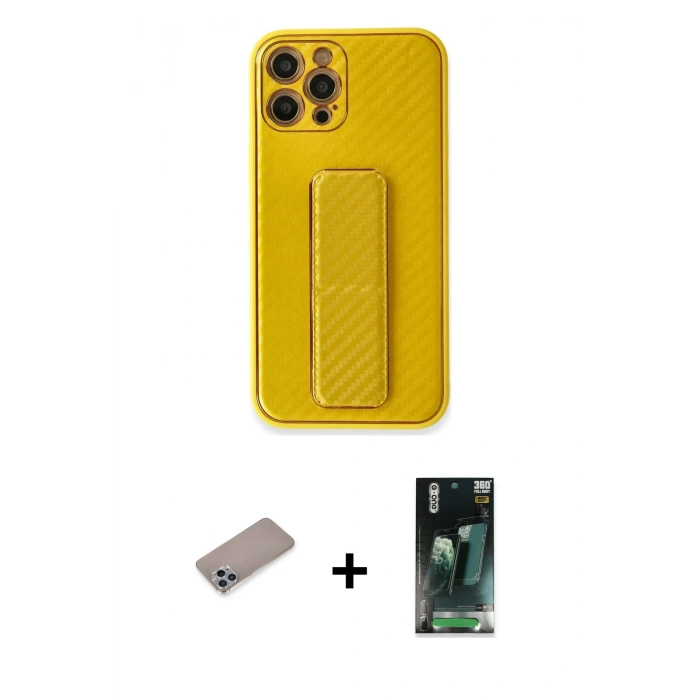 MARSİLYAN™- iPhone 12 Pro Max Kılıf Yörünge Yansıma - Şeffaf 360 Full Body Arka Koruyucu + Shine Kamera Lens Koruma Cam - SABE