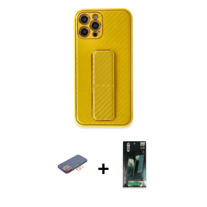 MARSİLYAN™- iPhone 12 Pro Max Kılıf Yörünge Yansıma - Şeffaf 360 Full Body Arka Koruyucu + Renkli Kamera Lens Koruma Cam - TU