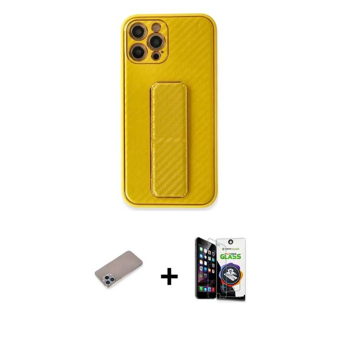MARSİLYAN™- iPhone 12 Pro Max Kılıf Yörünge Yansıma - Şeffaf Temperli Cam Ekran Koruyucu + Shine Kamera Lens Koruma Cam - SABE